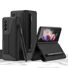 Load image into Gallery viewer, Leather Pen Holder Armor Back Case For Samsung Galaxy Z Fold3 Fold4 5G - Mycasety Mycasety
