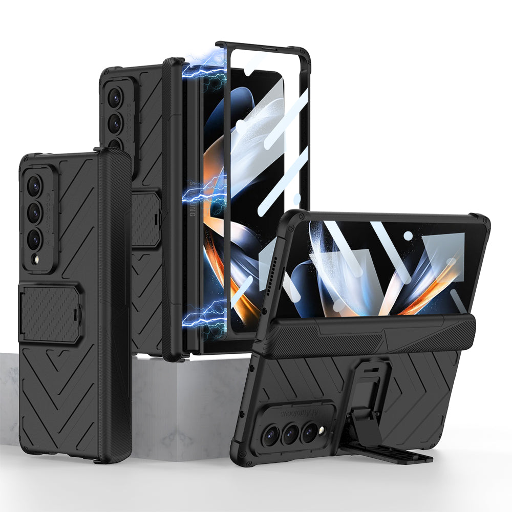Magnetic Armor All-included Protective Cover With Hinge Holder For Samsung Galaxy Z Fold3 Fold4 5G