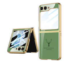 Load image into Gallery viewer, Luxury Deer Pattern Electroplating Tempered Glass Case For Samsung Galaxy Z Flip3 Flip4 Flip5 5G
