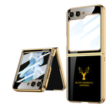 Load image into Gallery viewer, Luxury Deer Pattern Electroplating Tempered Glass Case For Samsung Galaxy Z Flip3 Flip4 Flip5 5G
