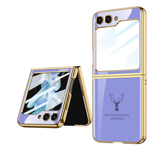 Load image into Gallery viewer, Luxury Deer Pattern Electroplating Tempered Glass Case For Samsung Galaxy Z Flip3 Flip4 Flip5 5G
