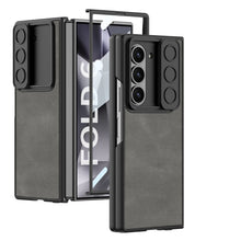 Load image into Gallery viewer, Leather Lens Slide Protector Shockproof Phone Case With Screen Protector For Galaxy Z Fold 6
