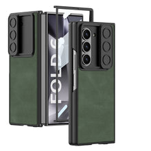 Load image into Gallery viewer, Leather Lens Slide Protector Shockproof Phone Case With Screen Protector For Galaxy Z Fold 6
