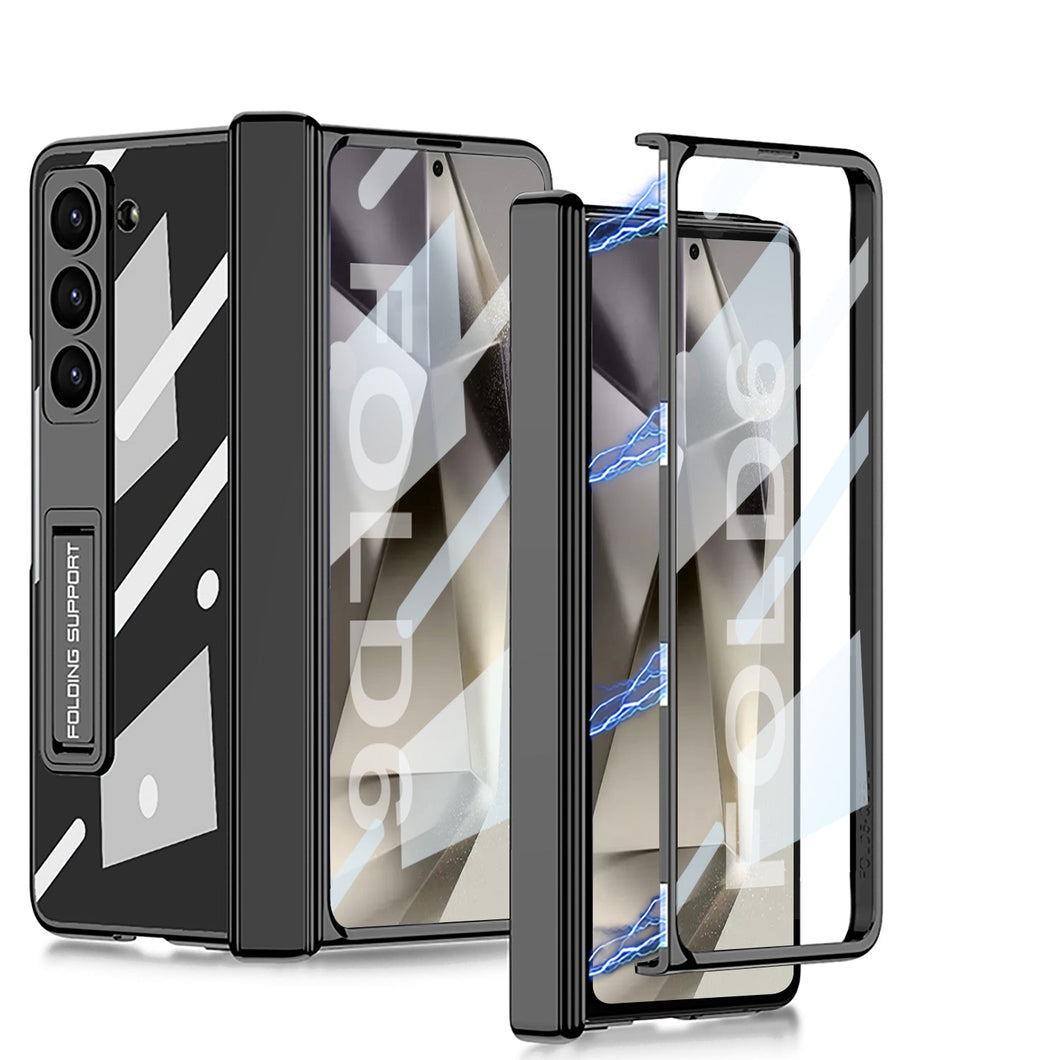Transparent Magnetic Hinge Bracket Shockproof Phone Case With Screen Protector For Galaxy Z Fold 6/5/4