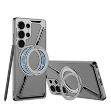 Load image into Gallery viewer, Electroplating Leather Shockproof Phone Case With Magnetic Ring Holder For Galaxy S25 S24 S23 Ultra
