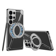 Load image into Gallery viewer, Electroplating Leather Shockproof Phone Case With Magnetic Ring Holder For Galaxy S25 S24 S23 Ultra

