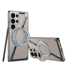 Load image into Gallery viewer, Electroplating Leather Shockproof Phone Case With Magnetic Ring Holder For Galaxy S25 S24 S23 Ultra
