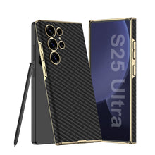 Load image into Gallery viewer, Golden Electroplated Leather Shockproof Phone Case For Galaxy S25 Ultra
