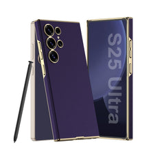 Load image into Gallery viewer, Golden Electroplated Leather Shockproof Phone Case For Galaxy S25 Ultra
