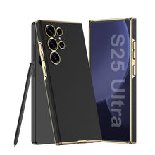 Load image into Gallery viewer, Golden Electroplated Leather Shockproof Phone Case For Galaxy S25 Ultra

