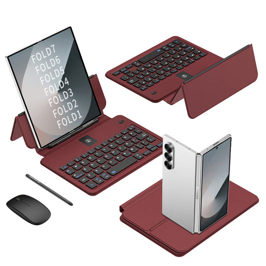 Wireless Leather Keyboard With Bluetooth Mouse And Stylus For Galaxy Z Fold
