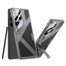 Load image into Gallery viewer, Full Lens Protection Leather Phone Case With Holder For Galaxy S25 S24 S23 Ultra
