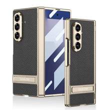 Load image into Gallery viewer, Golden Electroplated Leather Shockproof Phone Cover For Galaxy Z Fold7
