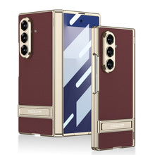 Load image into Gallery viewer, Golden Electroplated Leather Shockproof Phone Cover For Galaxy Z Fold7

