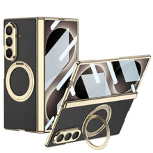 Load image into Gallery viewer, Luxurious Leather Golden Plating Phone Case with Built-In Tempered Glass &amp; Magnetic Bracket For  Galaxy Z Fold8 Wide Ultra
