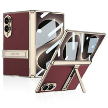Load image into Gallery viewer, Golden Electroplated Leather Shockproof Phone Cover For Galaxy Z Fold8 Ultra Wide
