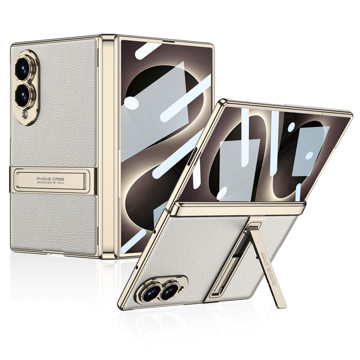 Golden Electroplated Leather Shockproof Phone Cover For Galaxy Z Fold8 Ultra Wide