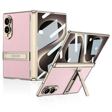 Load image into Gallery viewer, Golden Electroplated Leather Shockproof Phone Cover For Galaxy Z Fold8 Ultra Wide
