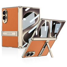 Load image into Gallery viewer, Golden Electroplated Leather Shockproof Phone Cover For Galaxy Z Fold8 Ultra Wide

