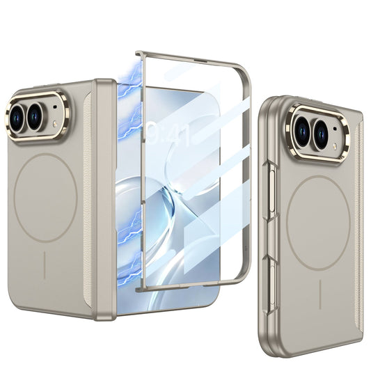 iPhone Duo - Magnetic Hinge Protection Business Cover Built-in Tempered Glass Film &  Magnetic Ring
