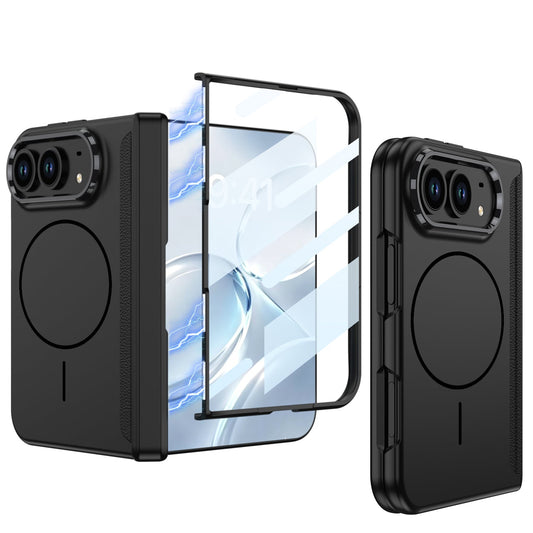 iPhone Duo - Magnetic Hinge Protection Business Cover Built-in Tempered Glass Film &  Magnetic Ring