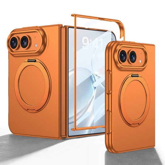 iPhone Duo | Slim Full‑Coverage Phone Case Built-in Tempered Glass Film & 360° Rotatable Magnetic Ring Kickstand