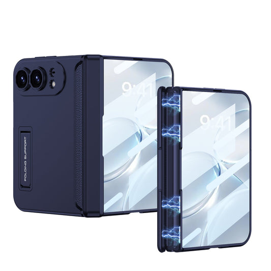 iPhone Duo - Magnetic Hinge Camera Protection Business Cover Built-in Tempered Glass Film & Hidden Kickstand
