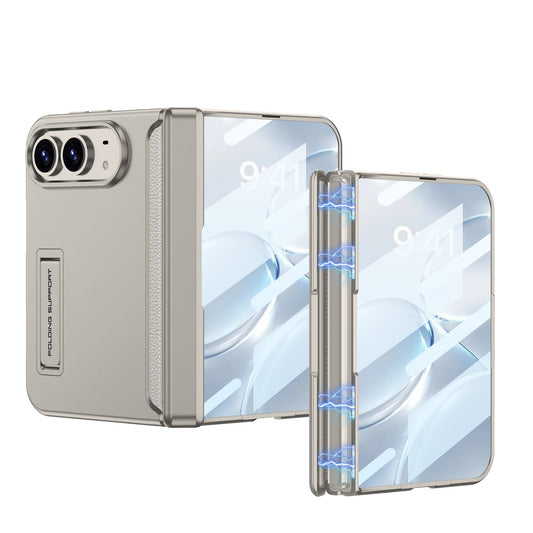iPhone Duo - Magnetic Hinge Protection Business Cover Built-in Tempered Glass Film & Hidden Kickstand