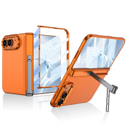 iPhone Duo - Magnetic Hinge Protection Business Cover Built-in Tempered Glass Film & Tri‑Fold Side Kickstand