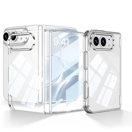 iPhone Duo  - Magnetic Hinge Protection Clear Plating Cover Built-in Tempered Glass Film