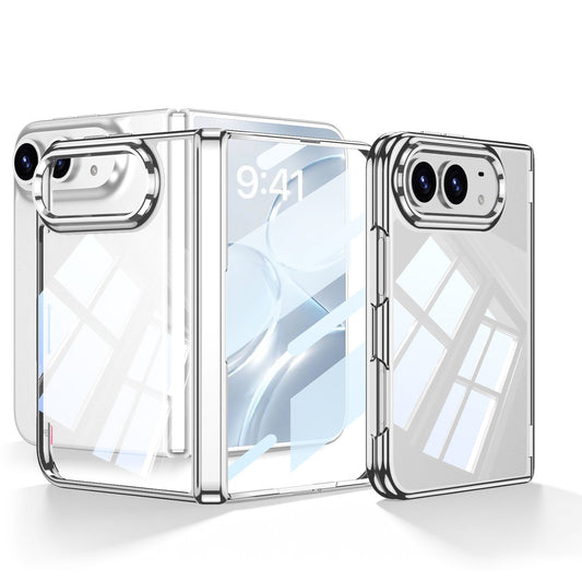 iPhone Duo  - Magnetic Hinge Protection Clear Plating Cover Built-in Tempered Glass Film
