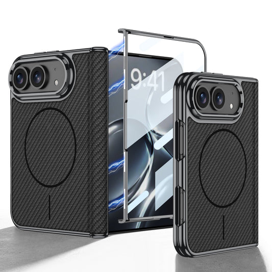 iPhone Duo - Golden Plating Leather Cover Built-in Tempered Glass Screen & Magnetic Coil