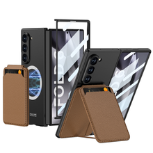 Load image into Gallery viewer, Magnetic Leather Card Holder Shockproof Phone Case With Screen Glass Protector For Galaxy Z Fold 6/5/4/3
