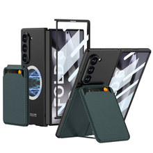 Load image into Gallery viewer, Magnetic Leather Card Holder Shockproof Phone Case With Screen Glass Protector For Galaxy Z Fold 6/5/4/3
