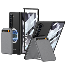 Load image into Gallery viewer, Magnetic Leather Card Holder Shockproof Phone Case With Screen Glass Protector For Galaxy Z Fold 6/5/4/3
