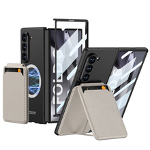 Load image into Gallery viewer, Magnetic Leather Card Holder Shockproof Phone Case With Screen Glass Protector For Galaxy Z Fold 6/5/4
