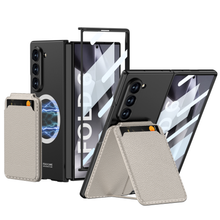 Load image into Gallery viewer, Magnetic Leather Card Holder Shockproof Phone Case With Screen Glass Protector For Galaxy Z Fold 6/5/4/3
