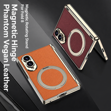 Load image into Gallery viewer, Luxurious Leather Golden Plating Phone Case with Built-In Tempered Glass &amp; Magnetic Bracket For  Galaxy Z Fold8 Wide Ultra
