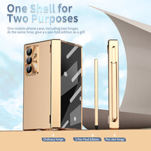 Load image into Gallery viewer, Electroplated Folding Case For Galaxy Z Fold 7/6/5/4/3 With Double Hinge Protector and Free Stylus

