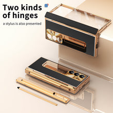 Load image into Gallery viewer, Aluminum Alloy Frame Magnetic Bracket All-Inclusive Electroplating Leather Cover For Galaxy Z Fold 7/6/5/4/3
