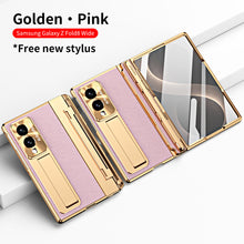 Load image into Gallery viewer, Luxury Leather Magnetic Bracket Shell Electroplated Phone Case With Screen Protector For Galaxy Z Fold8 Wide Ultra
