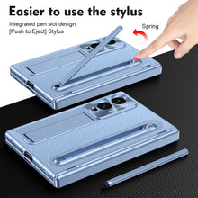 Load image into Gallery viewer, Golden Electroplated Leather Phone Case With Built-in Tempered Glass &amp; Stylus For Galaxy Z Fold8 Wide Ultra
