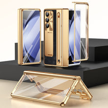 Load image into Gallery viewer, Leather Golden Electroplated Phone Case With Back Screen Glass and Stylus For Galaxy Z Fold8 Wide Ultra
