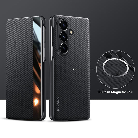 Luxurious Leather Cover With Magnetic Coil & Card Holder For Galaxy Z Fold 8/7/6/5/4