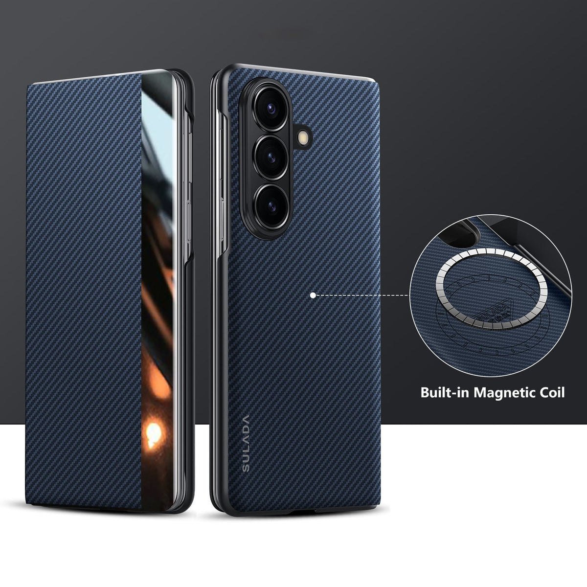 Luxurious Leather Cover With Magnetic Coil & Card Holder For Galaxy Z Fold 8/7/6/5/4