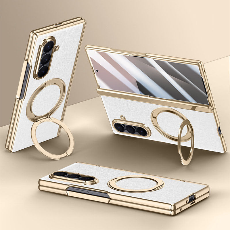 Magnetic Bracket Leather Phone Case With Back Screen Film For Galaxy Z Fold7