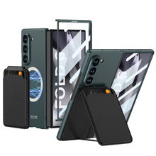 Load image into Gallery viewer, Magnetic Leather Card Holder Shockproof Phone Case With Screen Glass Protector For Galaxy Z Fold 6/5/4/3

