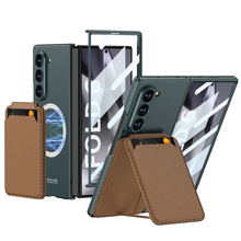 Load image into Gallery viewer, Magnetic Leather Card Holder Shockproof Phone Case With Screen Glass Protector For Galaxy Z Fold 6/5/4/3
