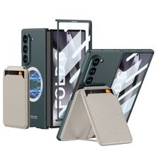 Load image into Gallery viewer, Magnetic Leather Card Holder Shockproof Phone Case With Screen Glass Protector For Galaxy Z Fold 6/5/4/3
