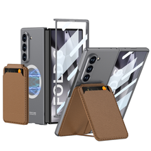 Load image into Gallery viewer, Magnetic Leather Card Holder Shockproof Phone Case With Screen Glass Protector For Galaxy Z Fold 6/5/4/3
